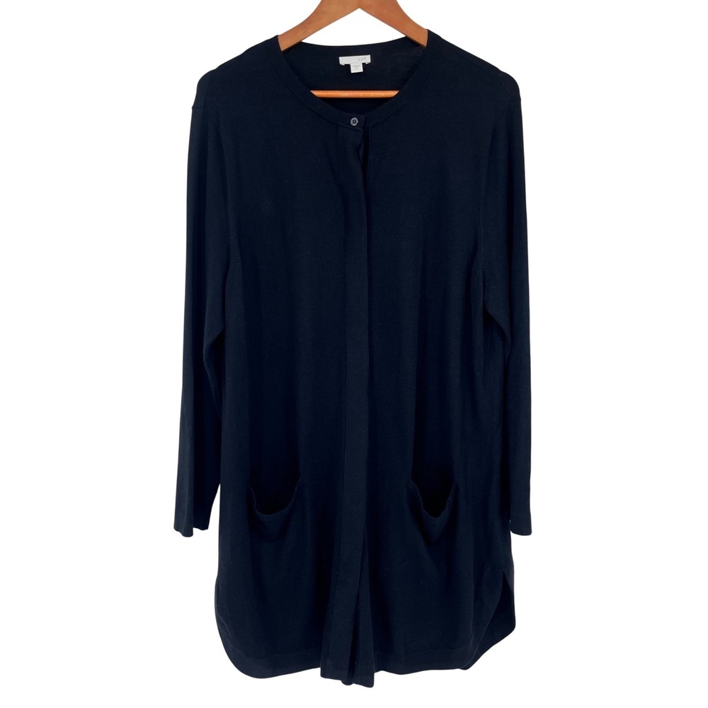 J. Jill Duster‎ Women XL Black Longline Minimalist Quiet Luxury Capsule Wardrobe
